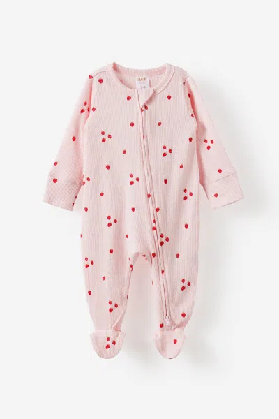 Cotton On Kids' Littlie Organic Long Sleeve Zip All In One Romper In Brown
