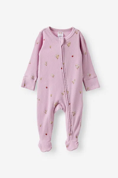 Cotton On Kids' Littlie Organic Long Sleeve Zip All In One Romper In Blue