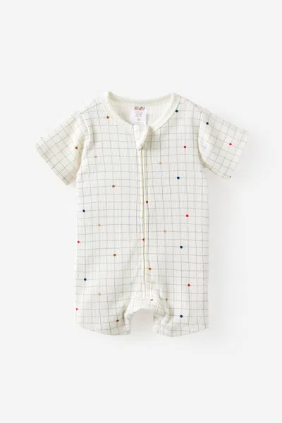 Cotton On Kids' Littlie Organic Short Sleeve Zip All In One Romper In White