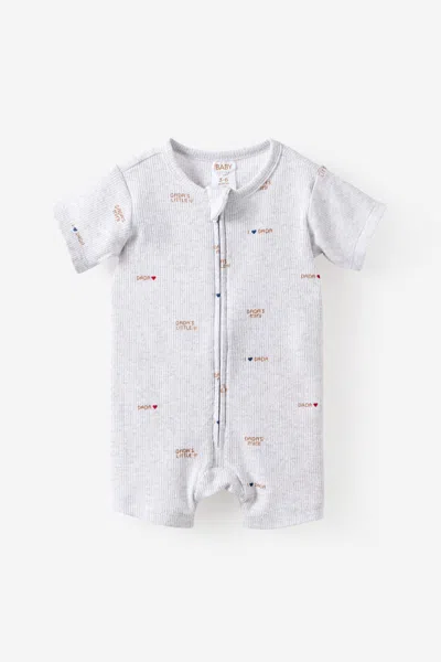 Cotton On Kids Littlie Organic Short Sleeve Zip All In One Romper In White
