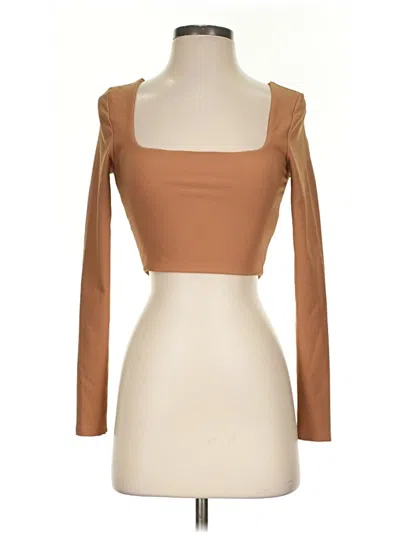 Pre-owned Cotton On Long Sleeve Top Brown Square Neckline Tops