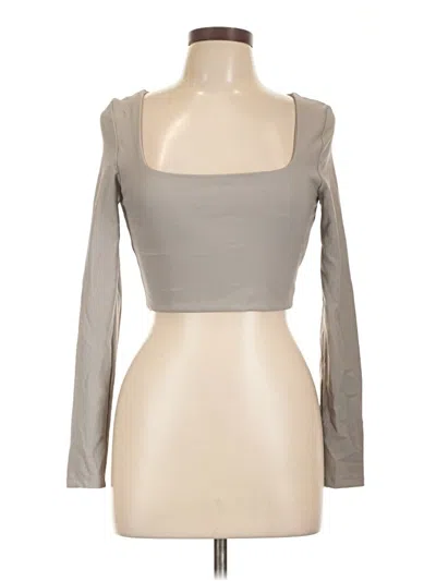 Pre-owned Cotton On Long Sleeve Top Gray Square Neckline Tops