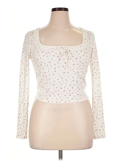 Pre-owned Cotton On Long Sleeve Top Ivory Sweetheart Neckline Tops