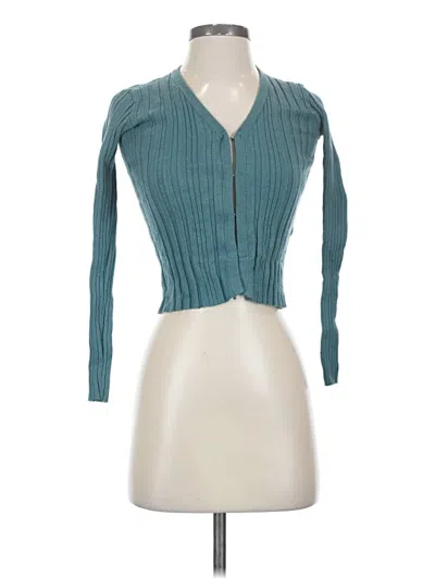 Pre-owned Cotton On Long Sleeve Top Teal Plunge Neckline Tops