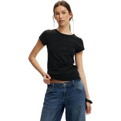 Cotton On Longline Crew Short Sleeve Tee In Black