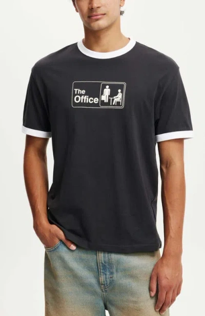 Cotton On Loose Fit Pop Culture T-shirt In Washed Black,the Office