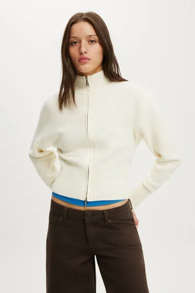Cotton On Lotus Cinched Zip Knit In White