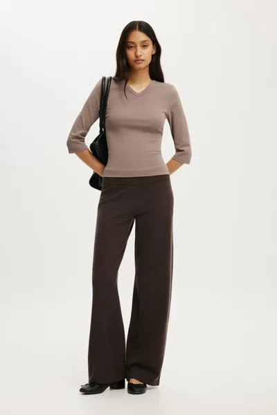 Cotton On Lotus Knit Pant In Dark Oak