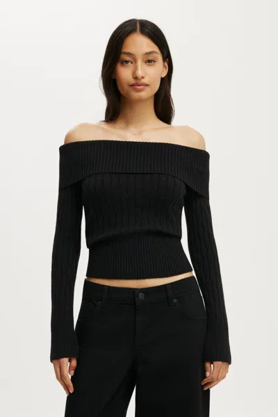Cotton On Lotus Off Shoulder Knit In Black