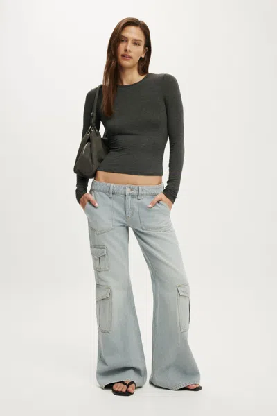 Cotton On Low Relaxed Flare Jean In Cargo Ash Grey