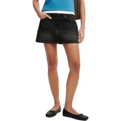 Cotton On Low Rise Denim Miniskirt In Black