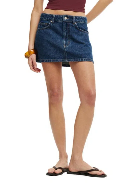 Cotton On Low Rise Denim Miniskirt In Blue