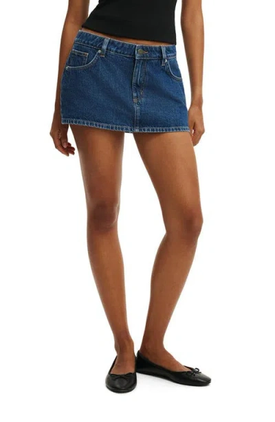 Cotton On Low Rise Denim Miniskort In Blue