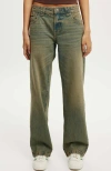 Cotton On Low Rise Straight Jean In Cliff Blue Stitch