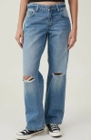 Cotton On Low Rise Straight Jean In Storm Blue Rip