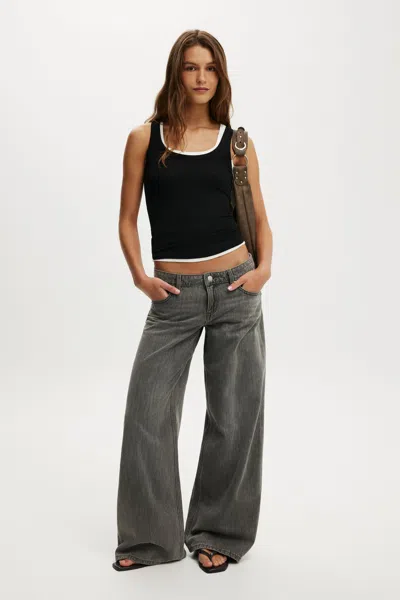 Cotton On Low Rise Wide Jean In Luna Grey Stitch