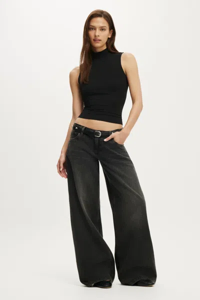 Cotton On Low Rise Wide Jean In Black