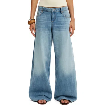 Cotton On Low Rise Wide Leg Jeans In Fairlight Blue Stitch