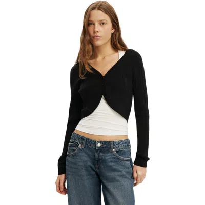 Cotton On Ls Cable Micro Cardi In Black
