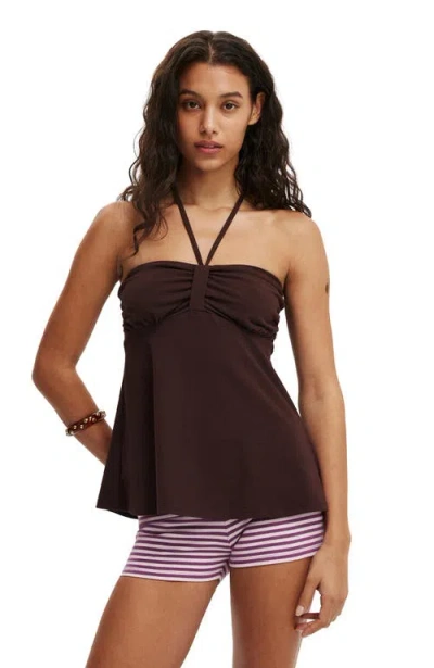 Cotton On Lucy Babydoll Halter In Brown
