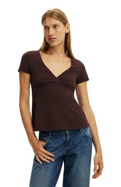Cotton On Lucy Babydoll Tee In Burgundy