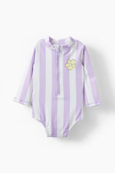 Cotton On Kids' Lucy Long Sleeve Ruffle Back Swimsuit In Pink