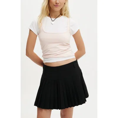 Cotton On Luis Suiting Pleated Skirt In Black