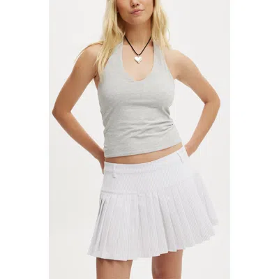 Cotton On Luis Suiting Pleated Skirt In White Pinstripe