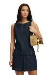 Cotton On Luisa Belted Denim Mini Dress In Blue