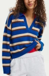 Cotton On Luxe Collar Sweater In Azure Blue Stripe