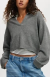 Cotton On Luxe Collar Sweater In Grey Marle