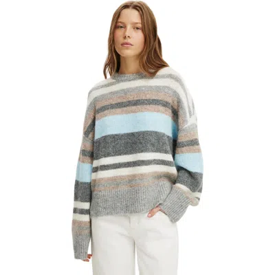 Cotton On Luxe Crew Neck Sweater In Dreamy Blue Stripe