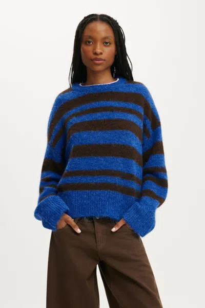 Cotton On Luxe Crew Neck Sweater In Blue