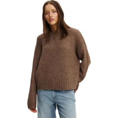 Cotton On Luxe Crew Neck Sweater In Lofty Acorn Marle