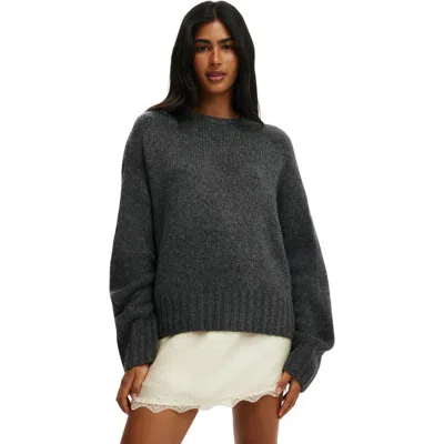 Cotton On Luxe Crew Neck Sweater In Lofty Charcoal Marle