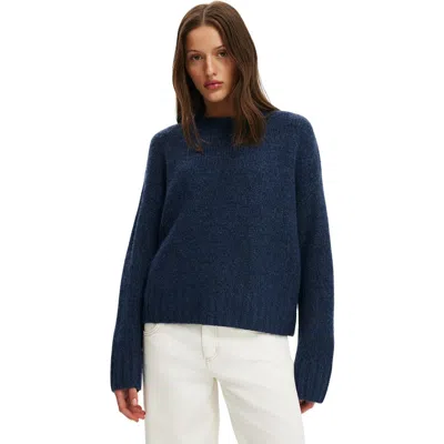 Cotton On Luxe Crew Neck Sweater In Lofty Shadow Navy