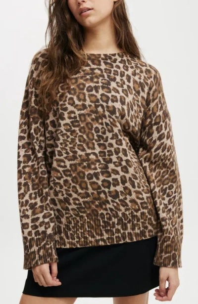 Cotton On Luxe Crew Jumper In Animal