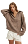 Cotton On Luxe Half Zip Pullover In Brown
