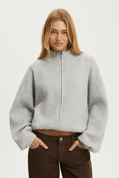 Cotton On Luxe Tuck Hem Bomber In Grey Marle