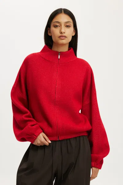 Cotton On Luxe Tuck Hem Bomber In Red
