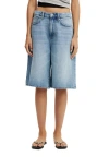 Cotton On Lyocell Wide Denim Jort In Blue Cove