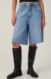 Cotton On Lyocell Wide Denim Jort In Coast Blue