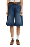 Cotton On Lyocell Wide Denim Jort In Grotto Blue