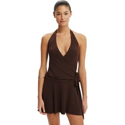 Cotton On Marlo Halter Mini Dress In Brown