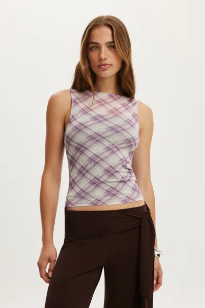 Cotton On Maxi Mesh Tank In Mila Check Digital Violet