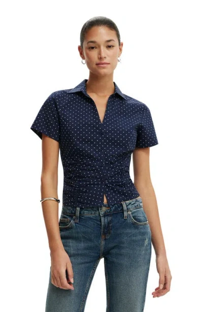 Cotton On Maya Rouched Shirt In Blue