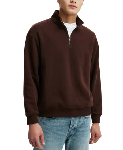 Cotton On Men's 1/4 Zip Fleece In Dark Oak