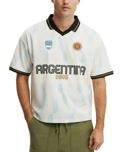 Cotton On Men's Athletic Vibe Football V-neck Polo Shirt In Blue,argentina