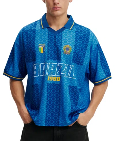 Cotton On Men's Athletic Vibe Football V-neck Polo Shirt In Blue