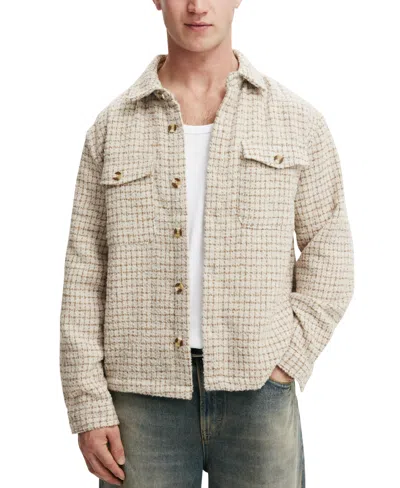 Cotton On Men's Beckley Overshirt In Natural Grid